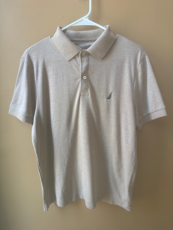 Nautica Other - Nautica Men's Size M Slim Fit Light Beige Polo with Embroidered Logo